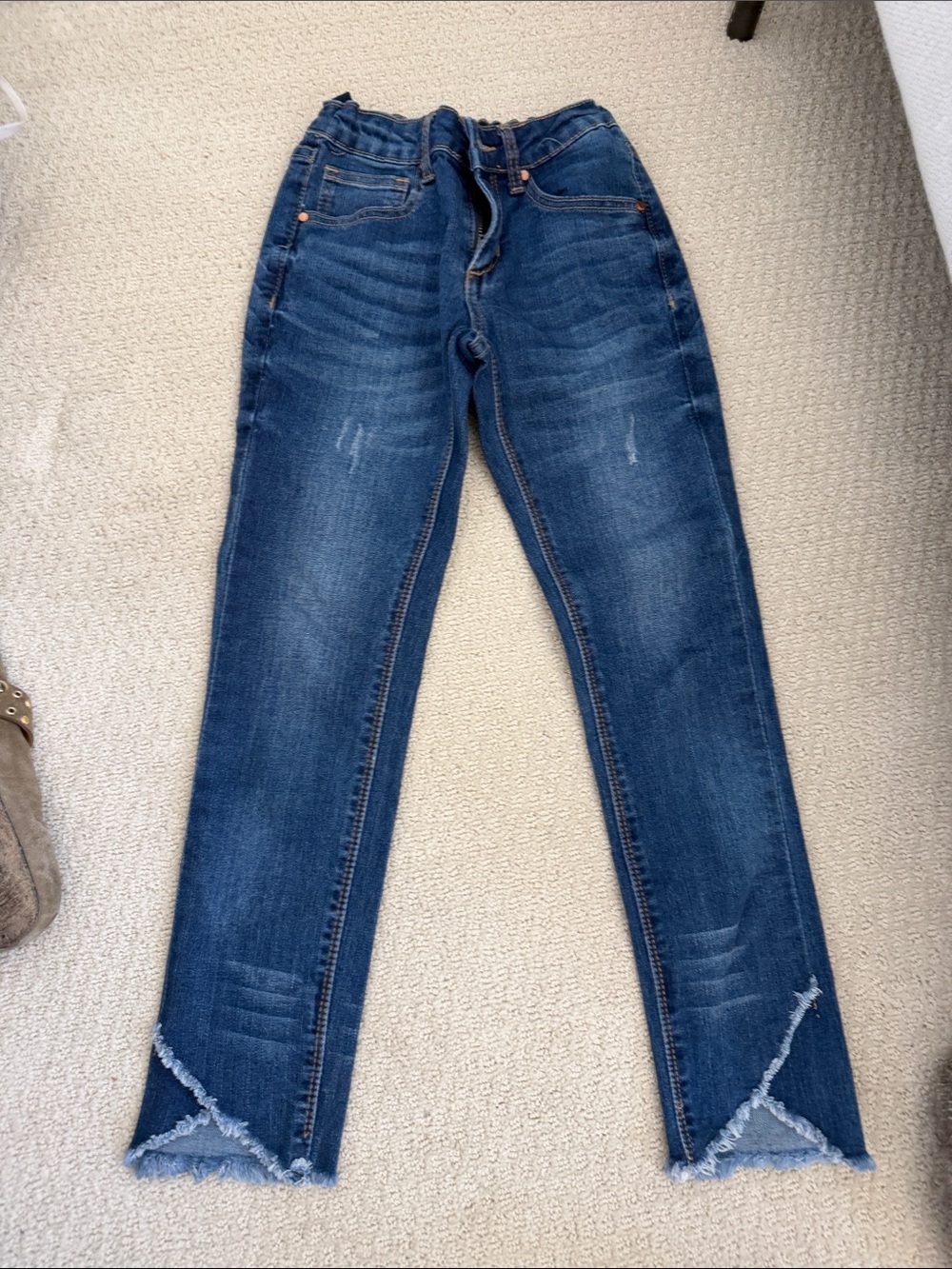 Joe's Jeans Kids Dark Blue Slim Distressed Jeans with Frayed Hems